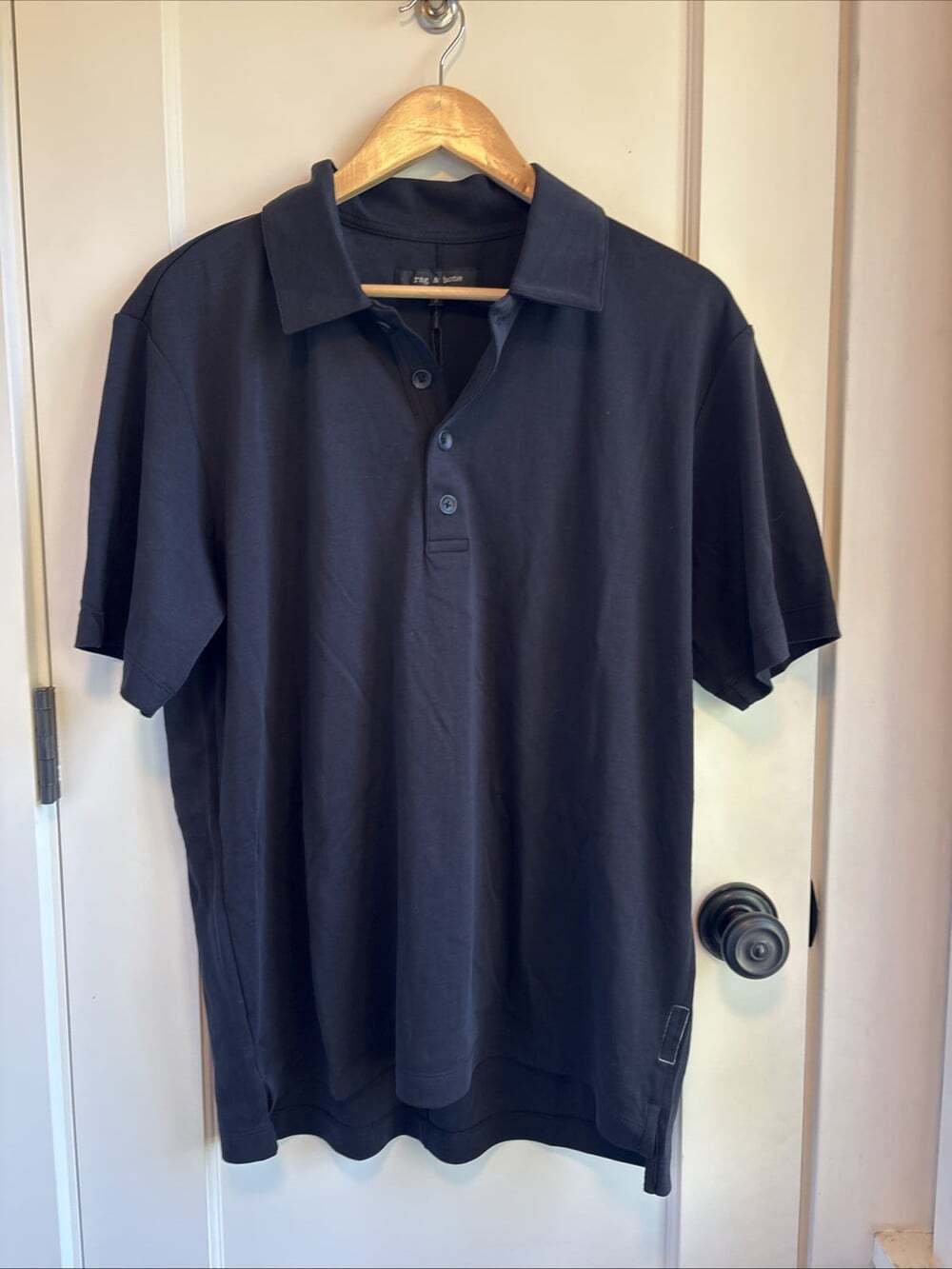 Rag & Bone Cliff Polo In Double Layer Jersey NWT Size Small Black MSRP $178